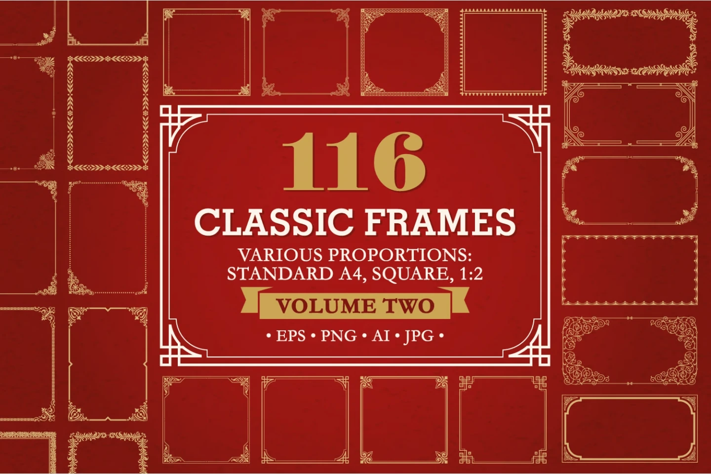 Classic Frame Set Vol. 2 — 116 Decorative Borders & Ornaments (PNG, AI, EPS)