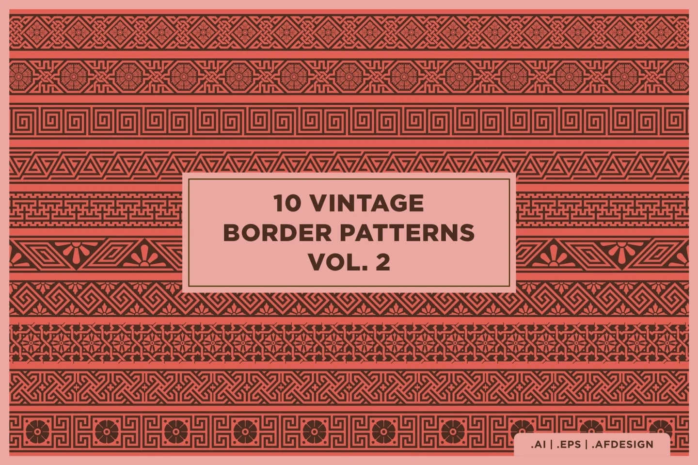 Vintage Border Patterns — 10 Classic Decorative Elements (AI, EPS, AFDESIGN)