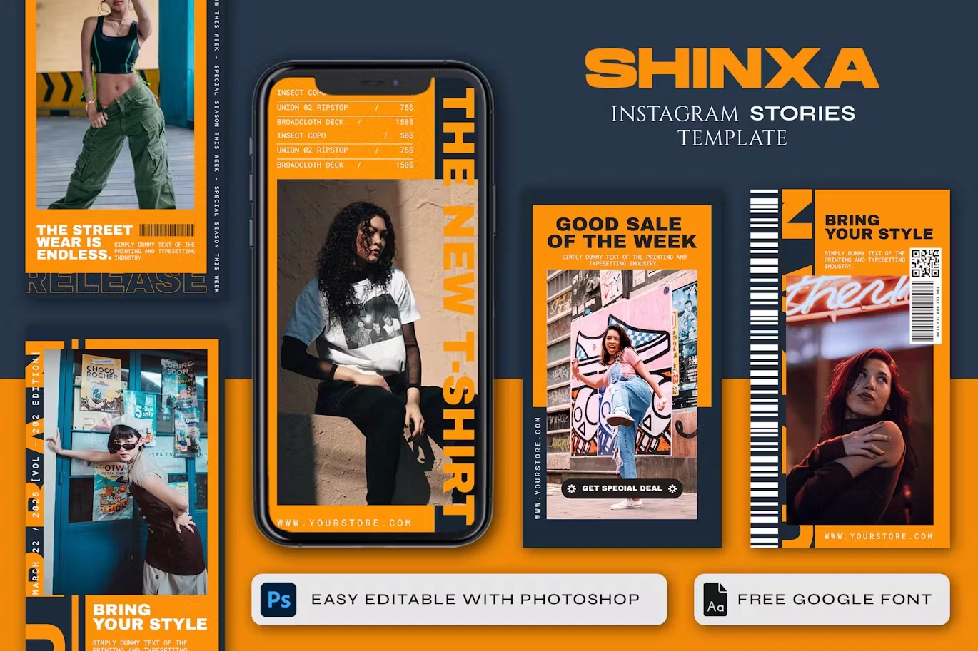 Shinxa Instagram Stories Template — Bold Streetwear PSD Kit