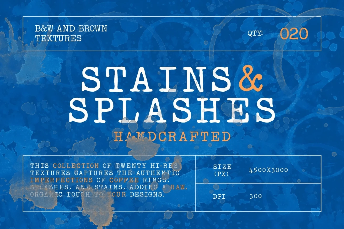 40 Handcrafted Stain and Splash Textures — 300 DPI JPG Pack